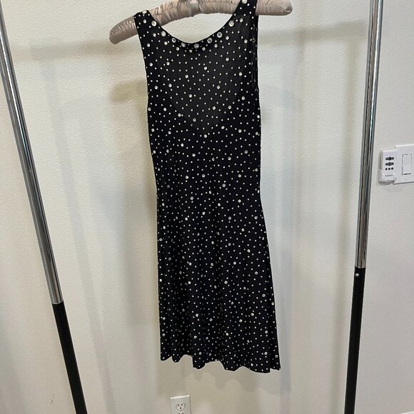 RHINESTONE STUDDED COCKTAIL DRESS, SLEEVELESS, SCOOP NECK, LOW BACK, SIZE SMALL - Picture 1 of 4